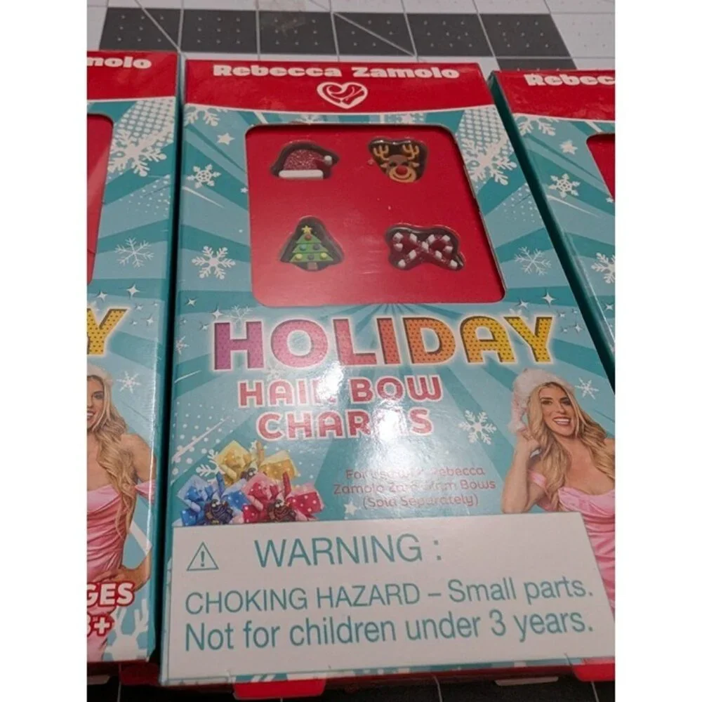 Rebecca Zamolo Christmas Holiday Hair Bow Charms Set 4 Bow Charms Lot 3 Sealed‎